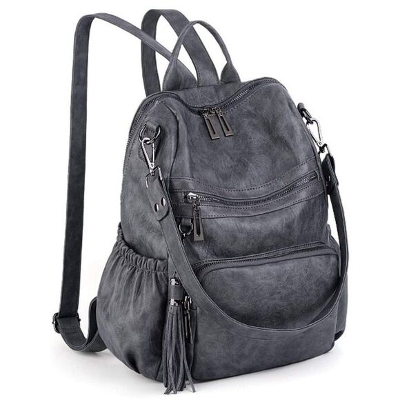 LMI Fashion Leather backpack-1Gray